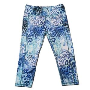 Constantly Varied Gear Wild Thing Capri Leggings Women XL Blue Leopard Print Gym